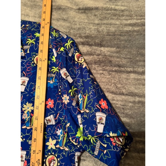 Buc-ee's Mens Tropical Camper Shirt Blue All Over Print Short Sleeve 2XL NEW - Picture 4 of 6